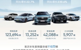 初次
半年度销量突破百万！1-6月份奇瑞累计销量110万台