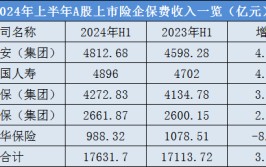 四升一降！A股五大险企上半年统辖
保费1.76万亿