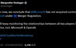 “微软-OpenAI”组合引发欧盟鉴戒反把持
高官确认已开启观察
