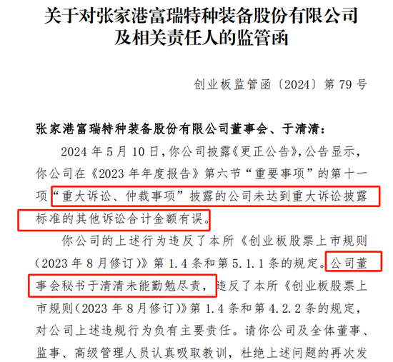 富瑞特装及董秘于清清收羁系
函 公司年报相干
金额披露有误 时时快讯