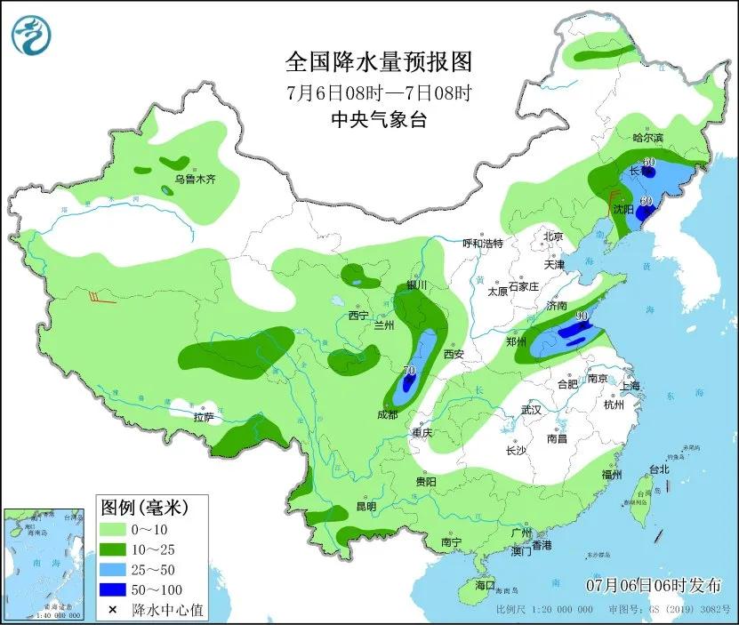 未来三天国内天气预报（7月6日） 将来三天国内气候预报（7月6日） 时时快讯