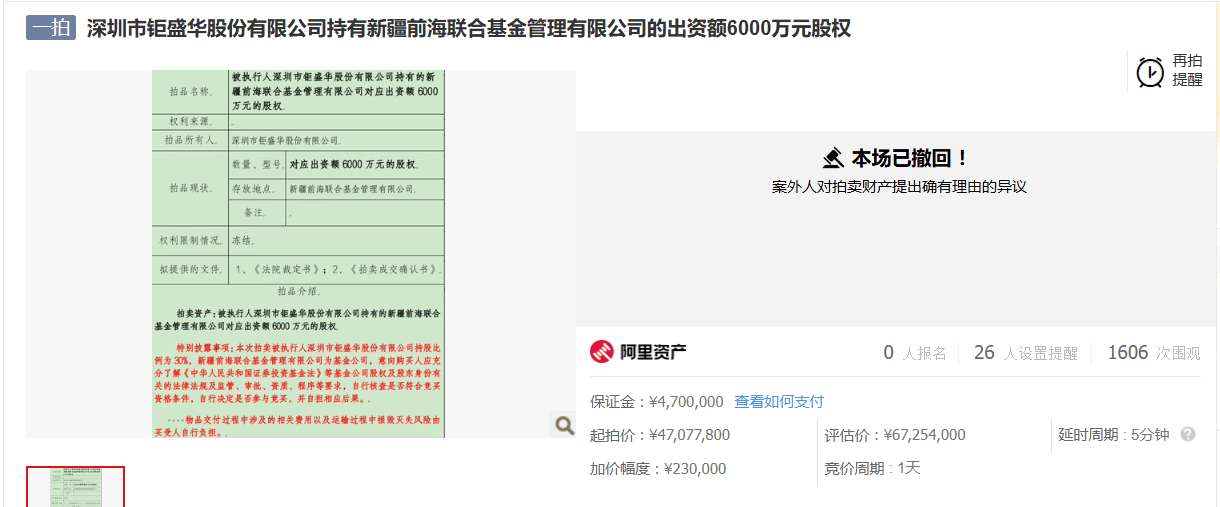 打七折、贬价
七百万元依然无人出价，多家基金公司股权拍卖流拍 打七折、贬价
七百万元依然无人出价，多家基金公司股权拍卖流拍 时时快讯