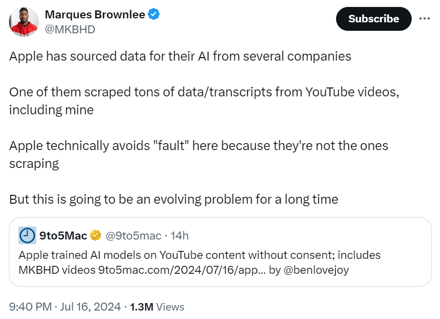 涉17万个视频！英伟达等巨头被曝违规利用
YouTube数据练习
模子
 时时快讯